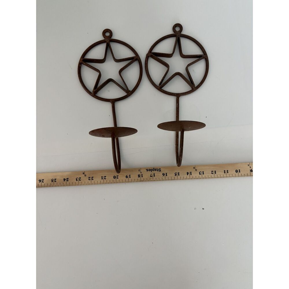 2 metal star candle holder sconces